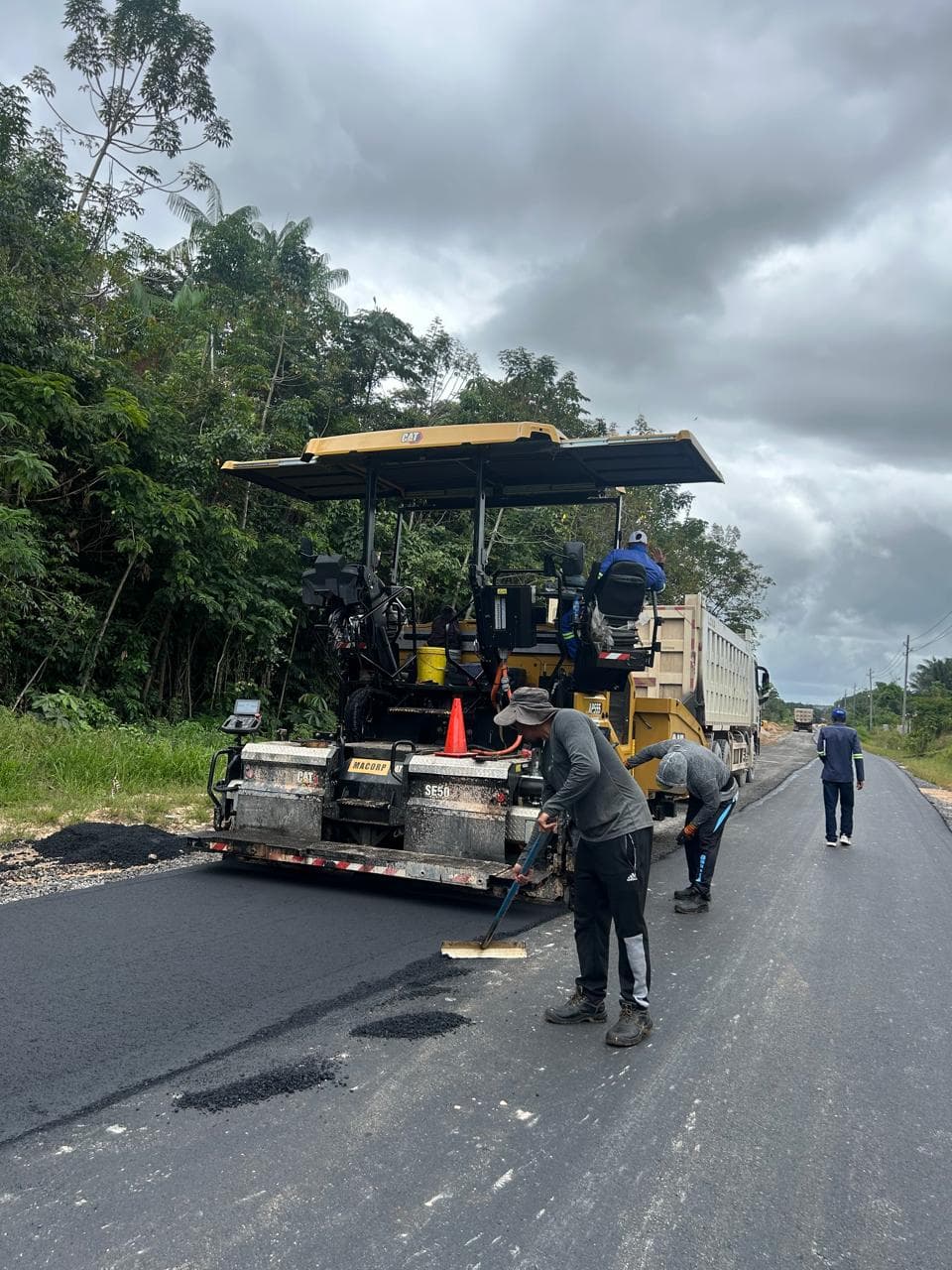 Asphalt paving equipment in operation